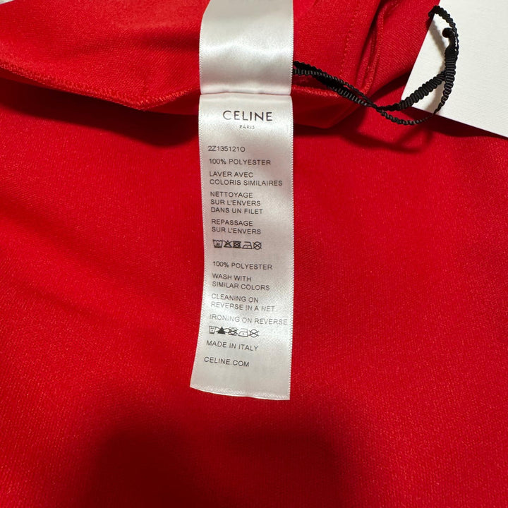 新品 セリーヌ CELINE ホワイトロゴプリント ロング ワイドレッグ トラックパンツ 赤 2Z135121O-27RO メンズ