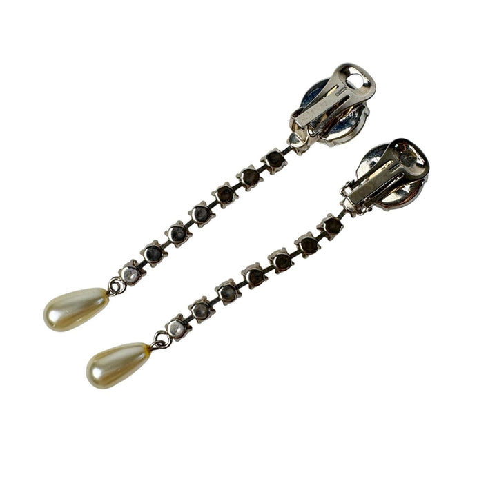 ミュウミュウ MIUMIU ビジュー ラインストーン パール ドロップイヤリング レディース