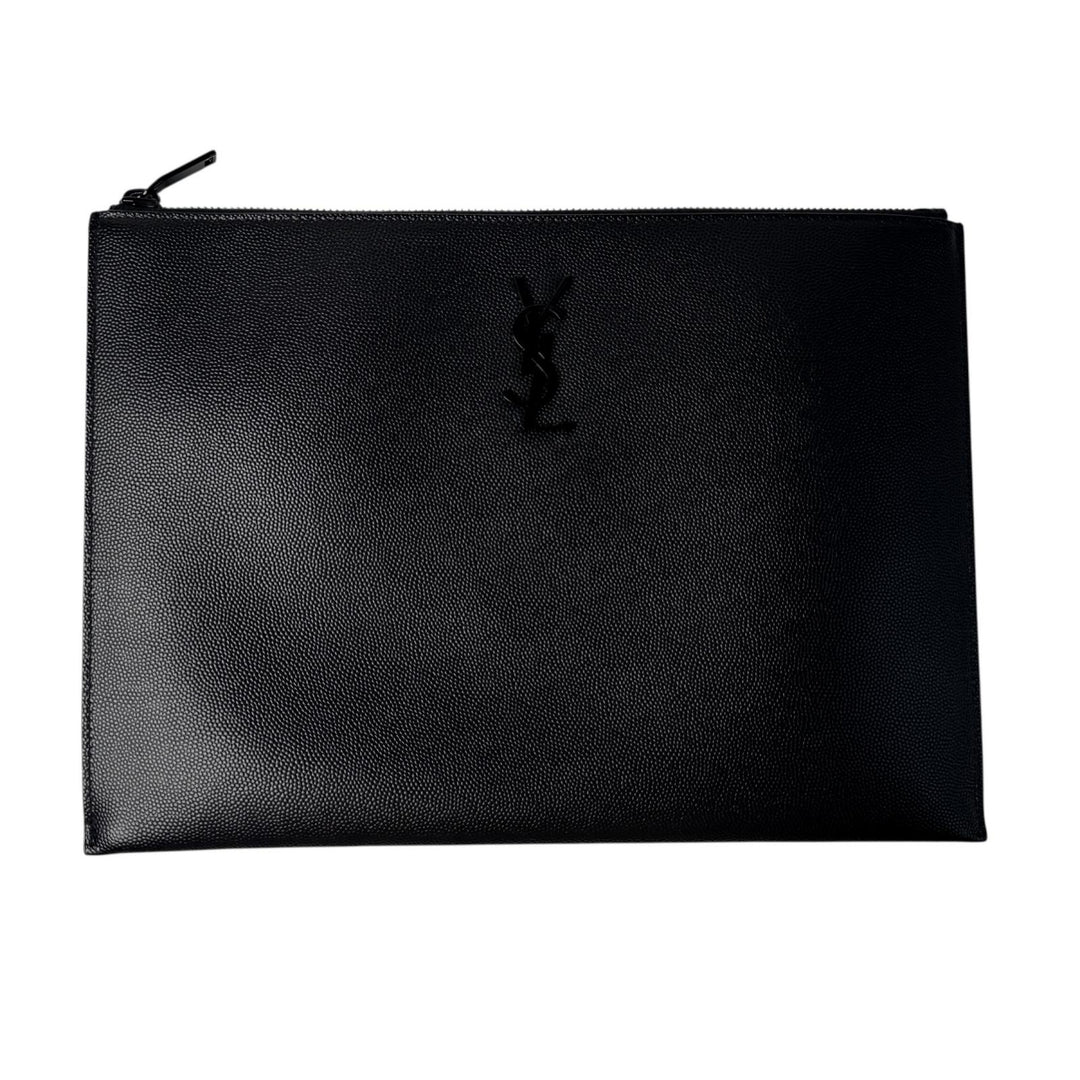 美品 イヴサンローラン Yves Saint Laurent YSL モノグラム クラッチバッグ 453249 黒 メンズ
