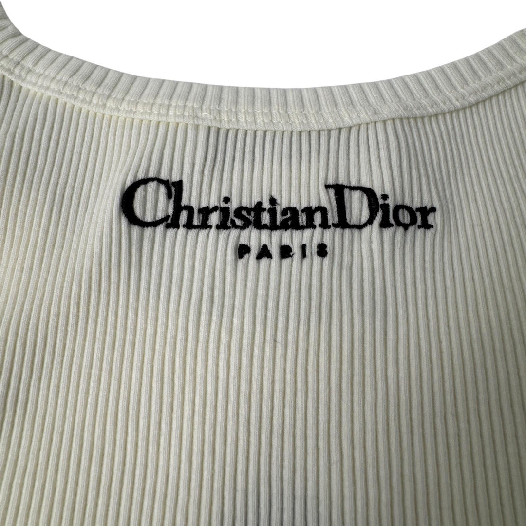 ディオール Dior リブタンクトップ BEE 蜂 刺繍 CDロゴ エクリュ 白 343T50B4086 #S レディース