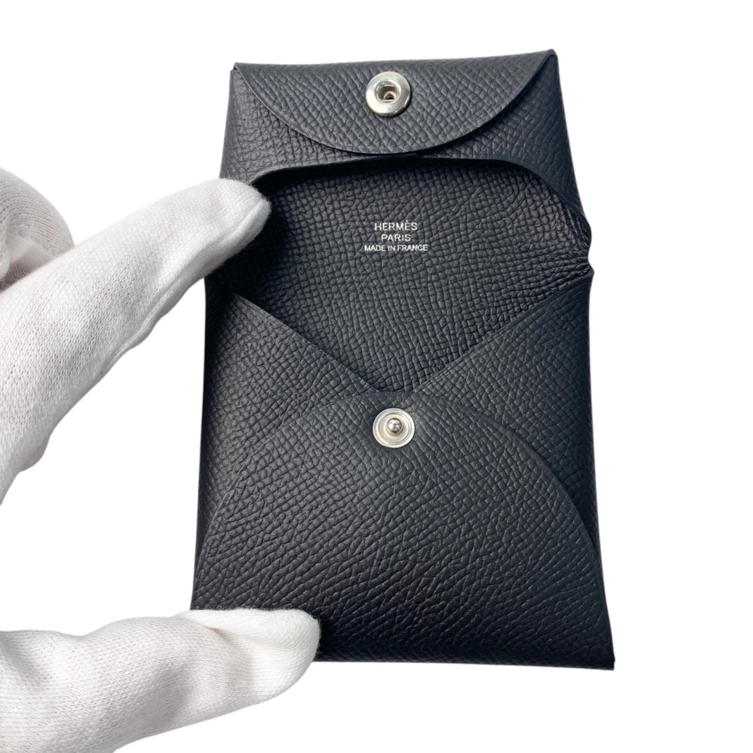 新品 エルメス HERMES レディース バスティア 黒 エプソン コインケース B刻印