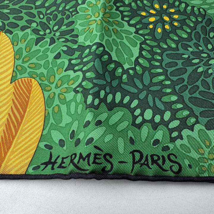 未使用 エルメス HERMES カレ90 シルクスカーフ 森のエスプリ アリスシャーリー 緑 レディース