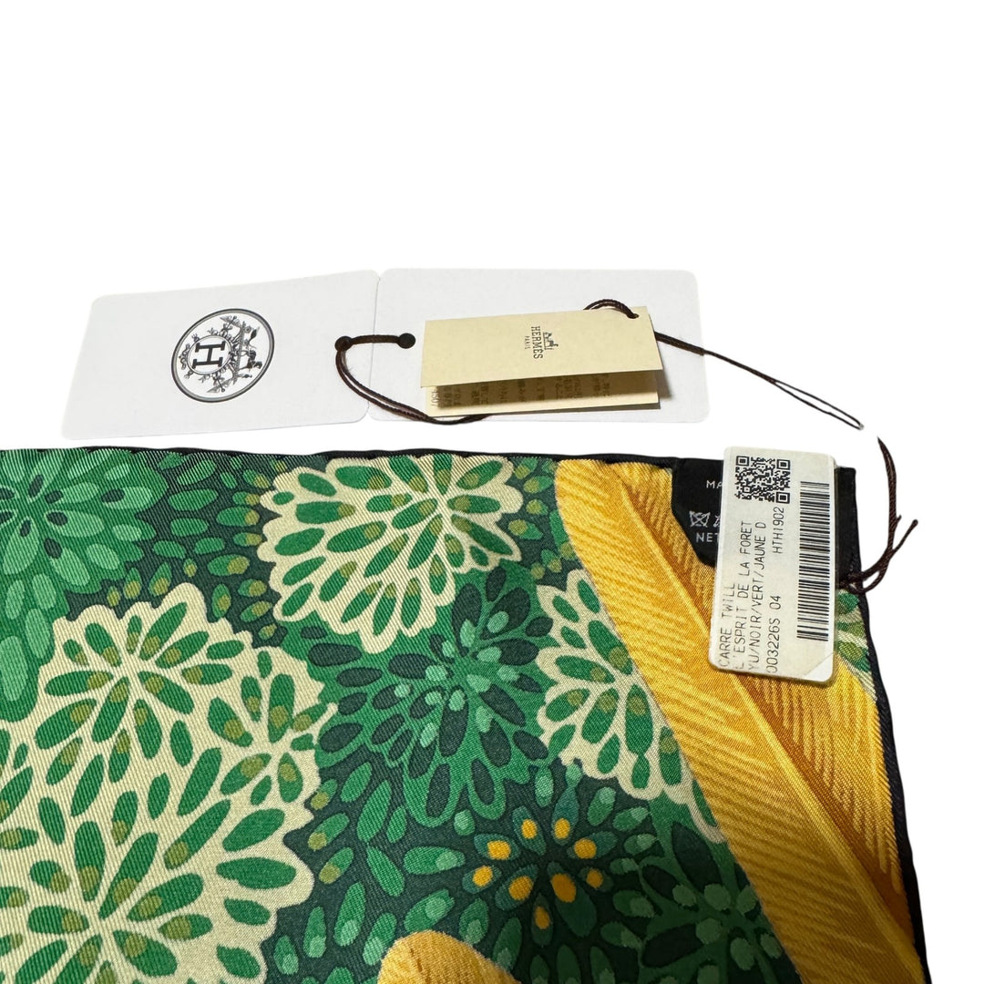 未使用 エルメス HERMES カレ90 シルクスカーフ 森のエスプリ アリスシャーリー 緑 レディース