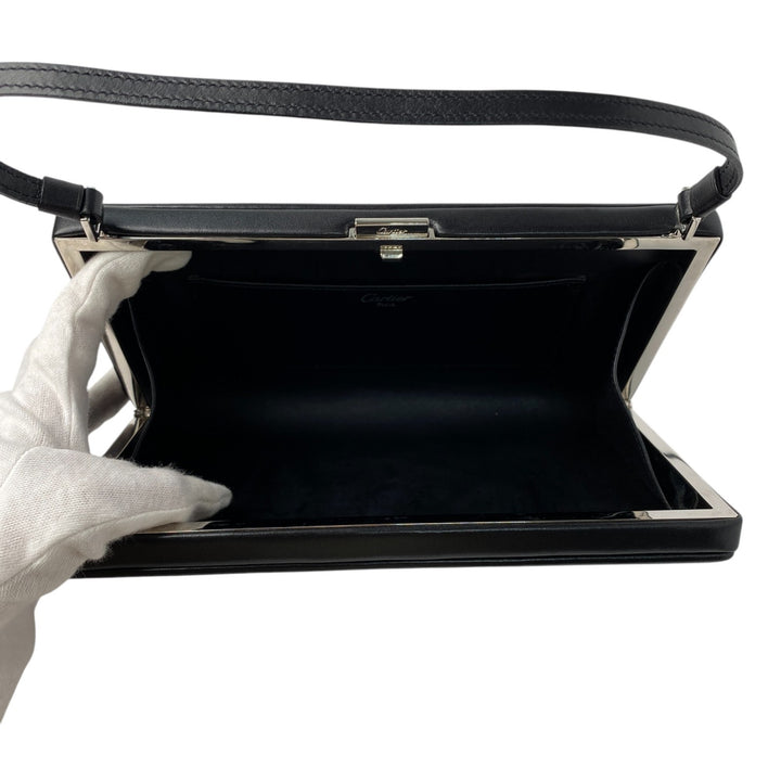 美品 カルティエ Cartier レディース ミニ ハンドバッグ ボックスカーフ 冠婚葬祭
