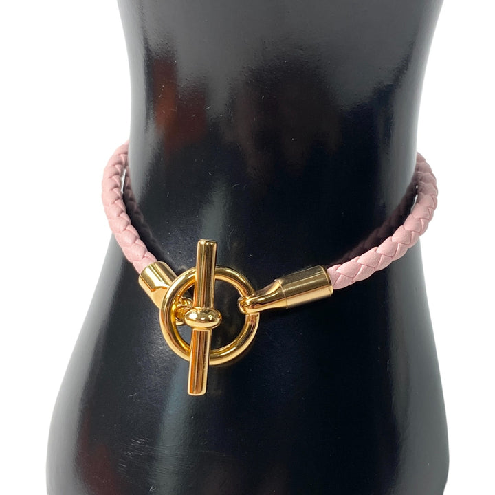 未使用 エルメス HERMES レディース ブレスレット グレナン ローズサクラ ゴールド GD金具