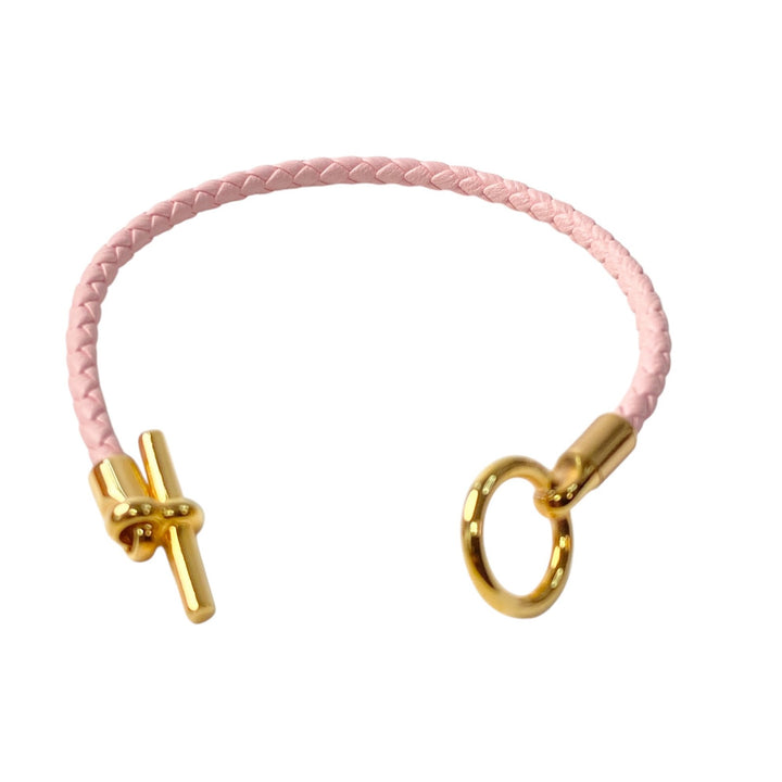 未使用 エルメス HERMES レディース ブレスレット グレナン ローズサクラ ゴールド GD金具
