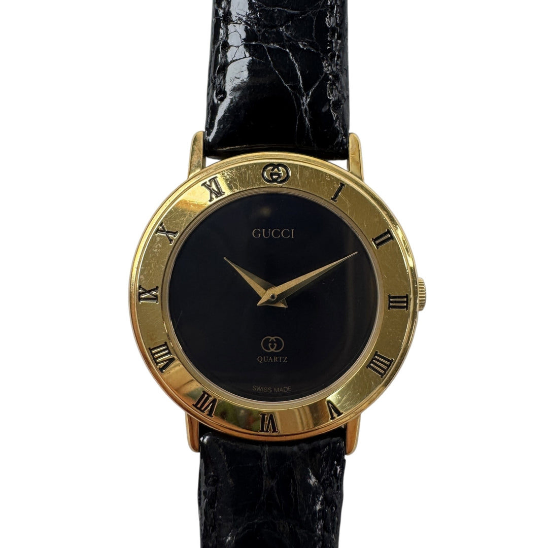 グッチ GUCCI 3000L 腕時計 クォーツ ブラック文字盤 レディース