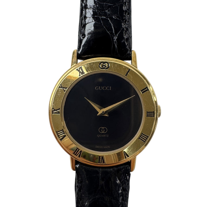 グッチ GUCCI 3000L 腕時計 クォーツ ブラック文字盤 レディース