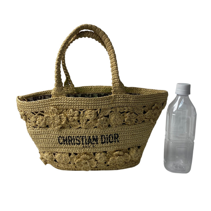 定価80万 美品 ディオール DIOR レディース パニエ シャポー カゴバッグ ラフィア 2way ショルダーバッグ ハンドバッグ 斜めがけ クロスボディ