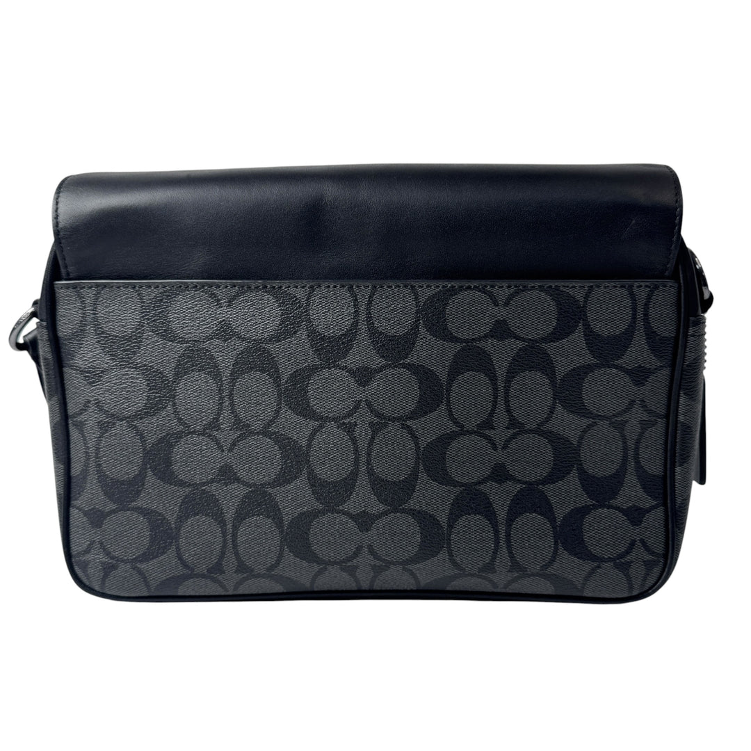美品 コーチ COACH トラック クロスボディ ショルダーバッグ ブラック シグネチャー メンズ
