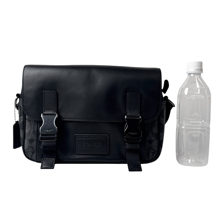 美品 コーチ COACH トラック クロスボディ ショルダーバッグ ブラック シグネチャー メンズ