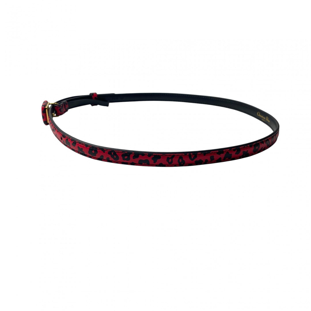 美品 ディオール DIOR レディース ヒョウ柄 レオパード ベルト