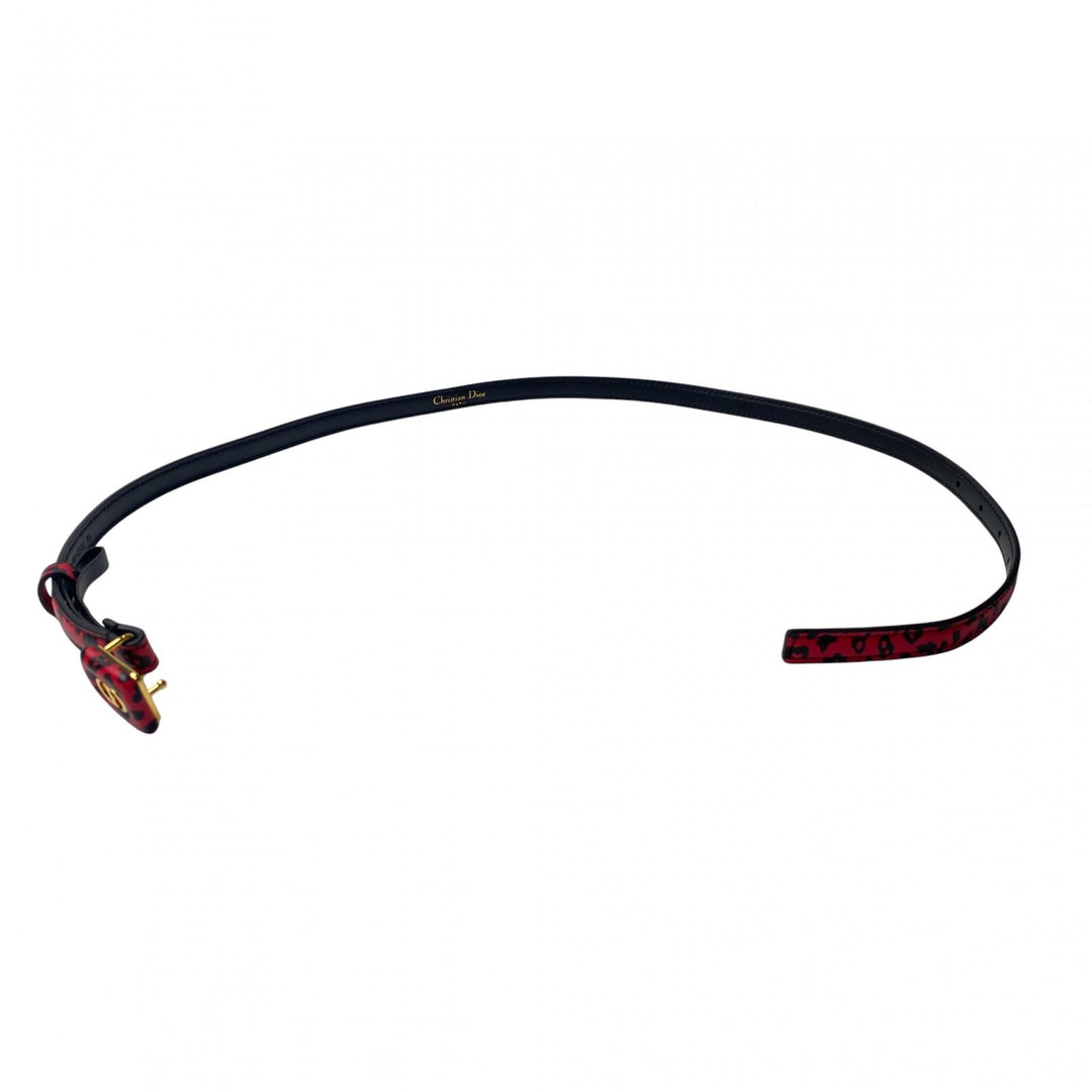 美品 ディオール DIOR レディース ヒョウ柄 レオパード ベルト