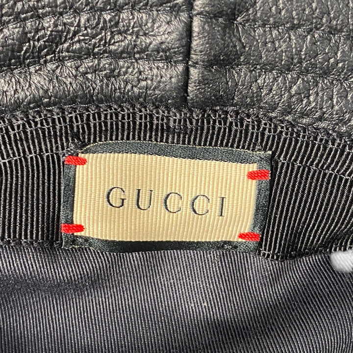 新品 タグ付き グッチ GUCCI レディース バケットハット ブラック レザー S
