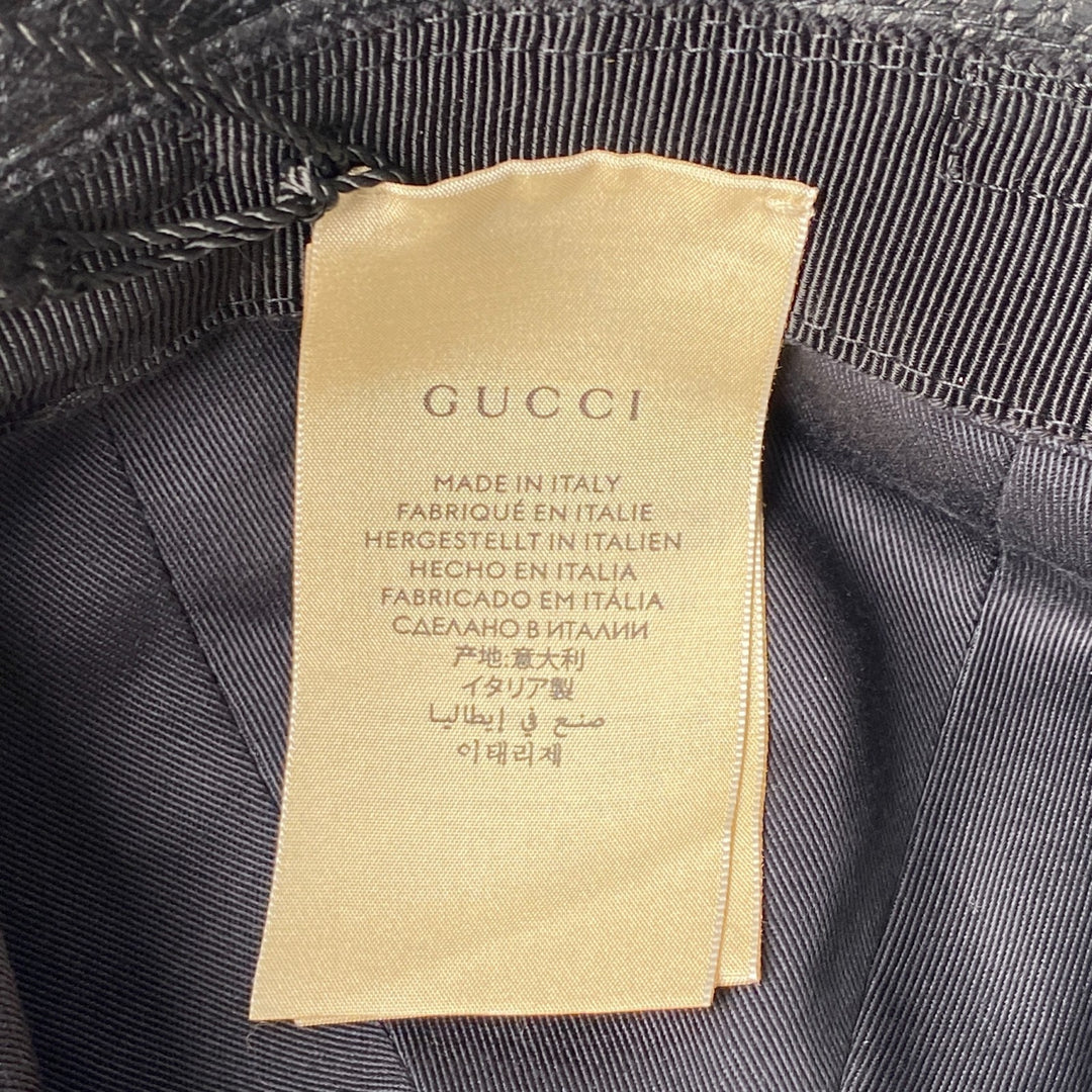 新品 タグ付き グッチ GUCCI レディース バケットハット ブラック レザー S
