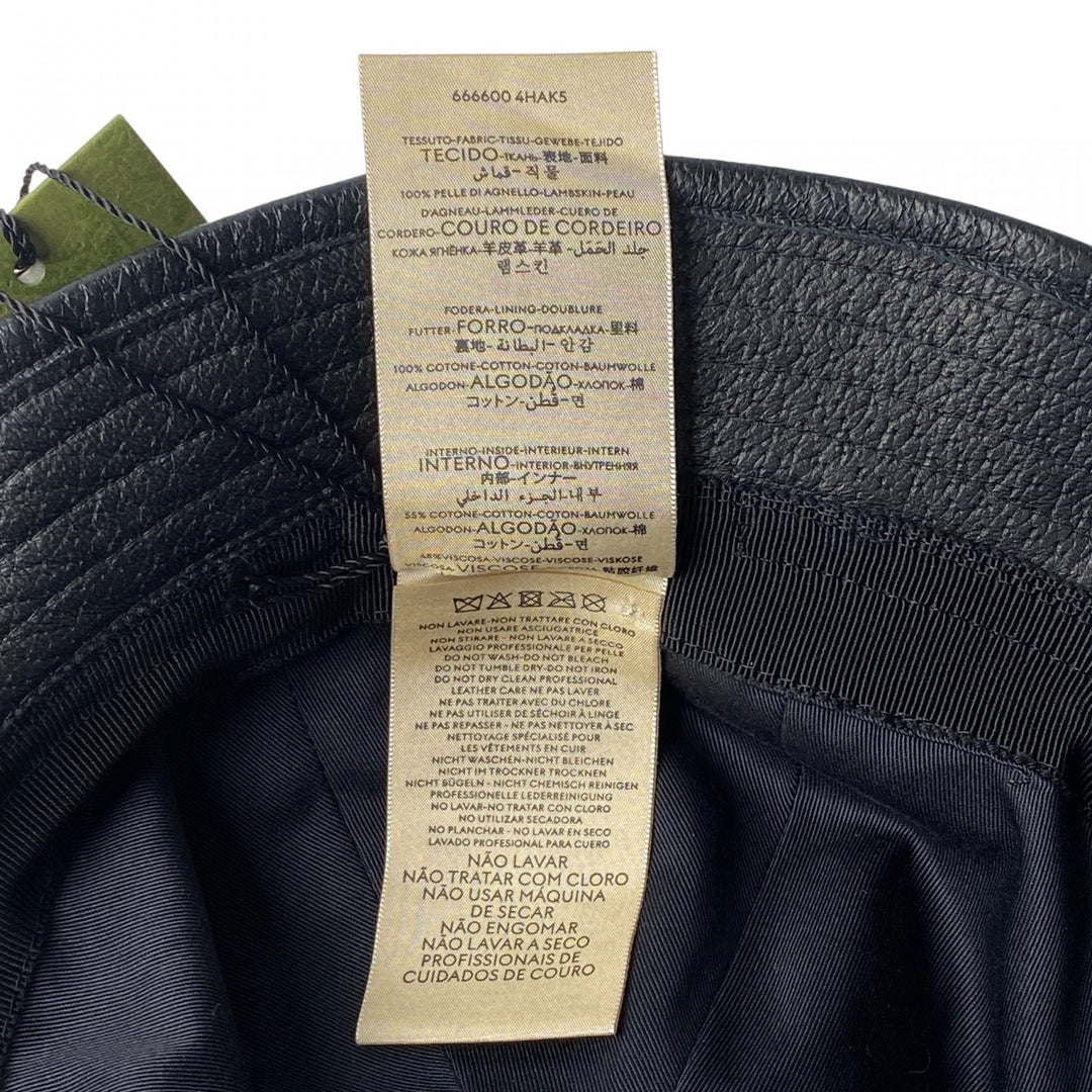 新品 タグ付き グッチ GUCCI レディース バケットハット ブラック レザー S