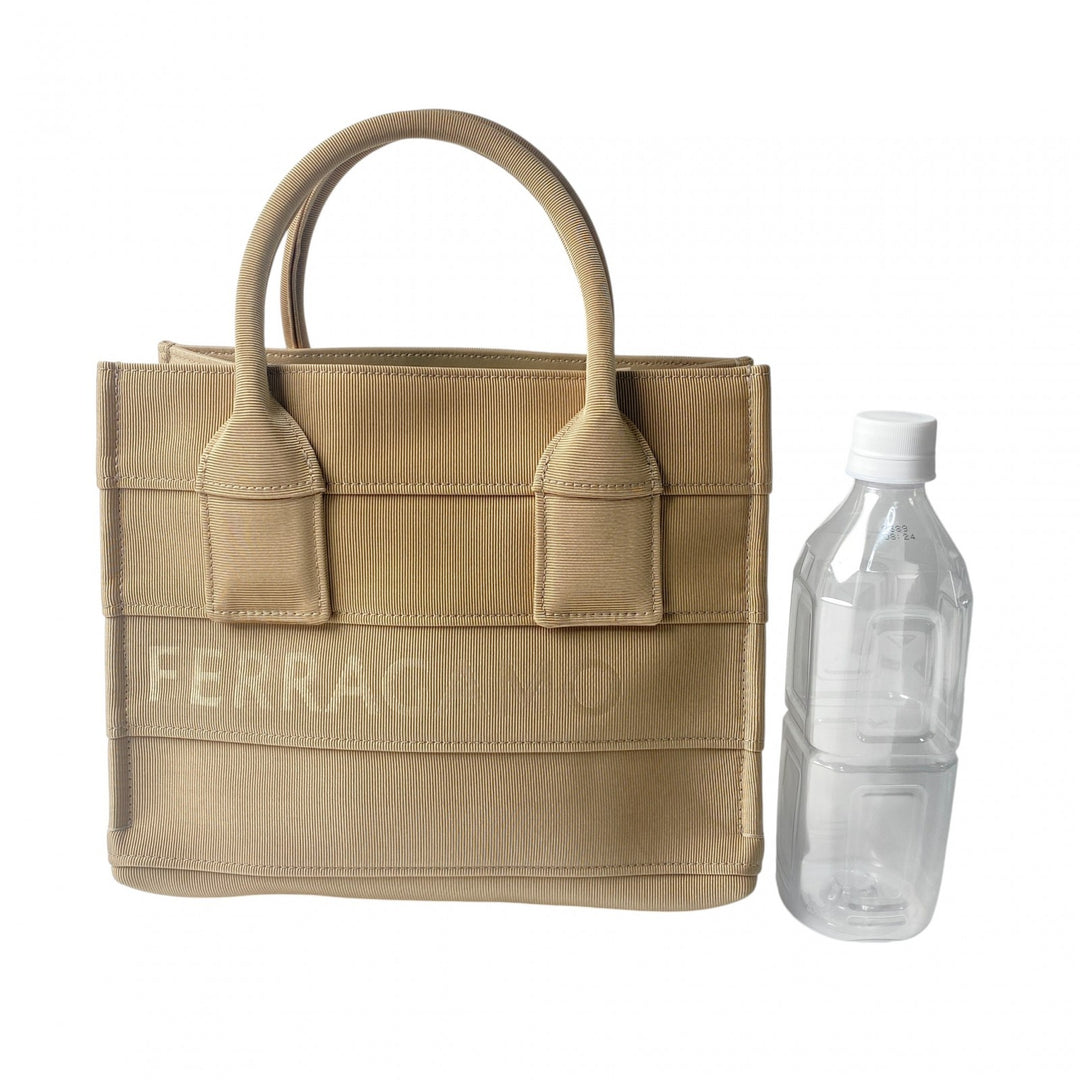 美品 フェラガモ Ferragamo レディース ロゴ ファブリック トートバッグ キャンバス