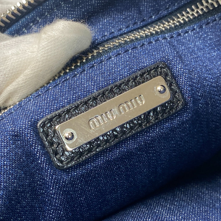 美品 ミュウミュウ MIUMIU レディース デニム ビーズ ハンドバッグ