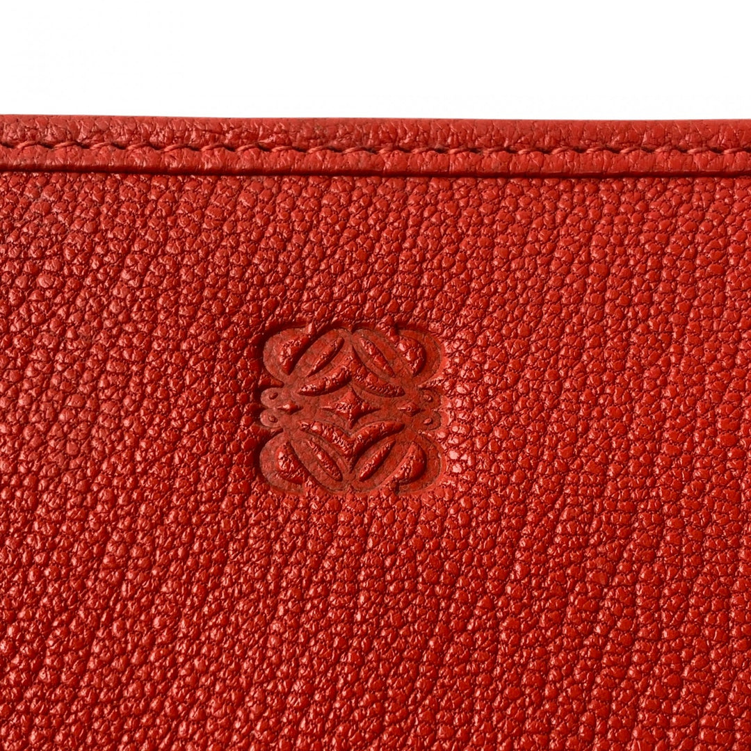 美品 ロエベ LOEWE レディース 長財布 アナグラム レッド
