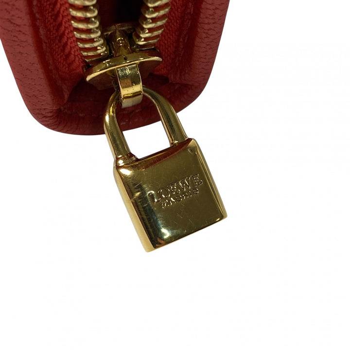 美品 ロエベ LOEWE レディース 長財布 アナグラム レッド