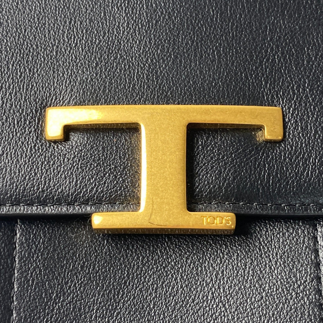 トッズ TOD's T タイムレス フォンショルダー ショルダーバッグ 斜めがけ クロスボディ ゴールド ブラック 黒