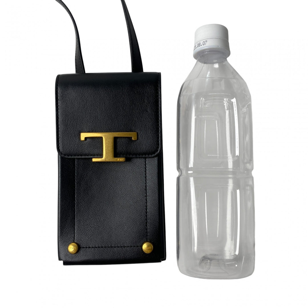 トッズ TOD's T タイムレス フォンショルダー ショルダーバッグ 斜めがけ クロスボディ ゴールド ブラック 黒