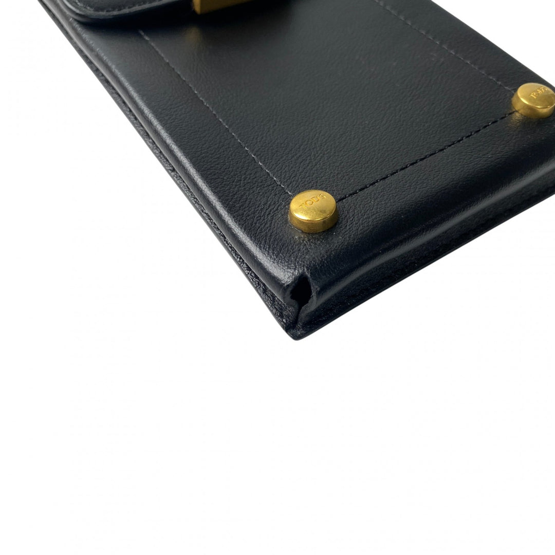 トッズ TOD's T タイムレス フォンショルダー ショルダーバッグ 斜めがけ クロスボディ ゴールド ブラック 黒