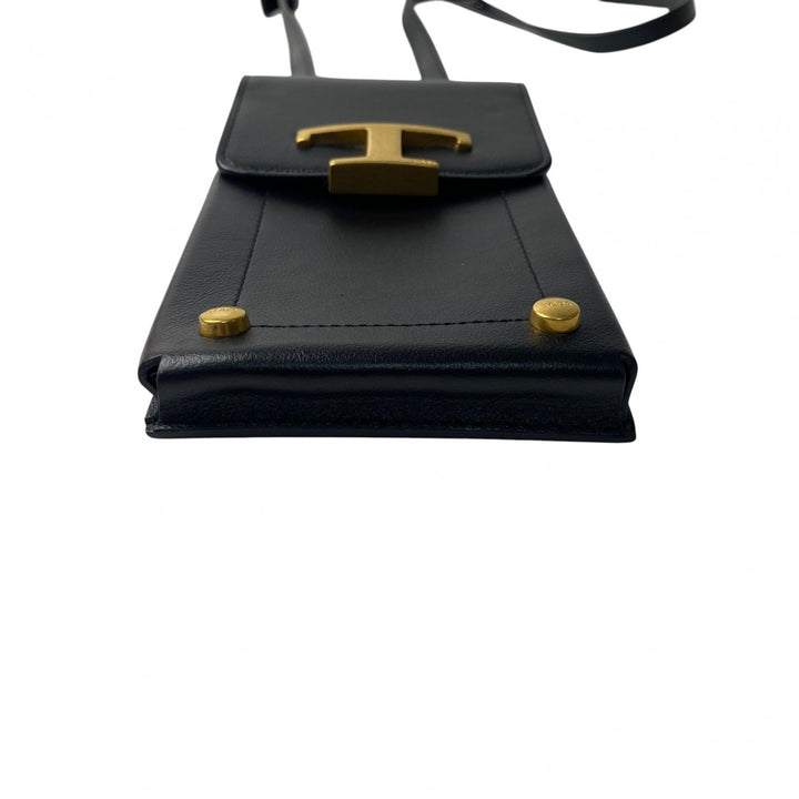 トッズ TOD's T タイムレス フォンショルダー ショルダーバッグ 斜めがけ クロスボディ ゴールド ブラック 黒