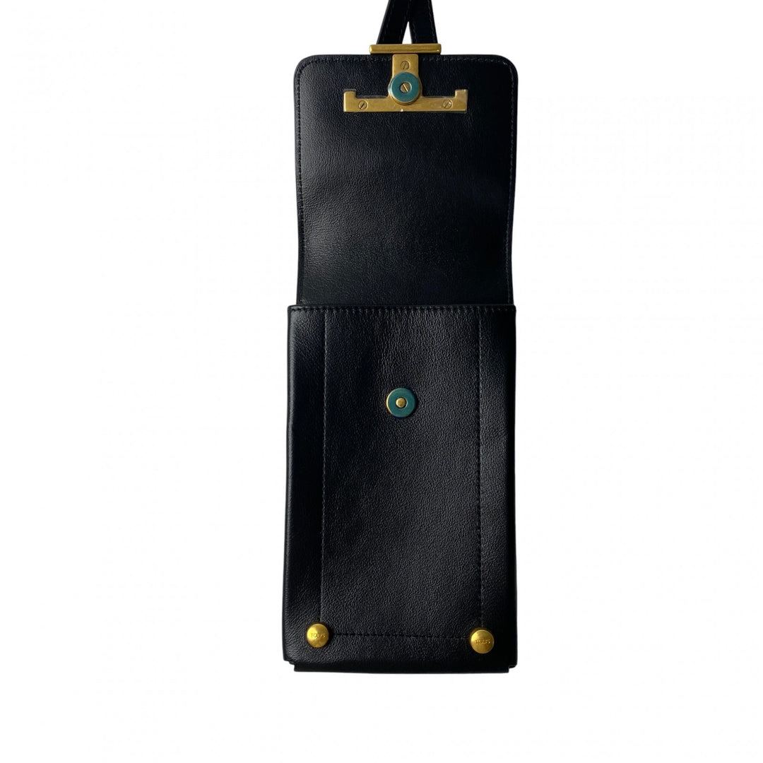 トッズ TOD's T タイムレス フォンショルダー ショルダーバッグ 斜めがけ クロスボディ ゴールド ブラック 黒