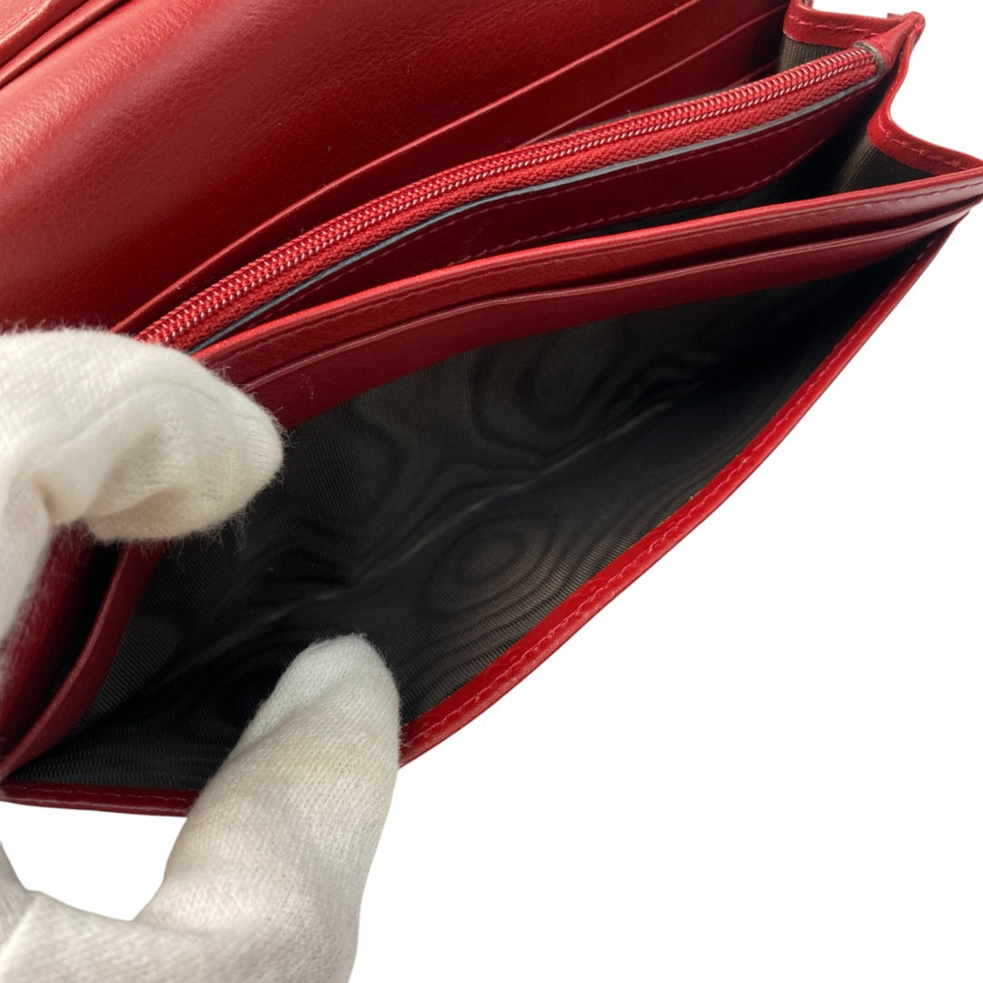 美品 グッチ GUCCI GGマーク 長財布 レザー レッド レディース