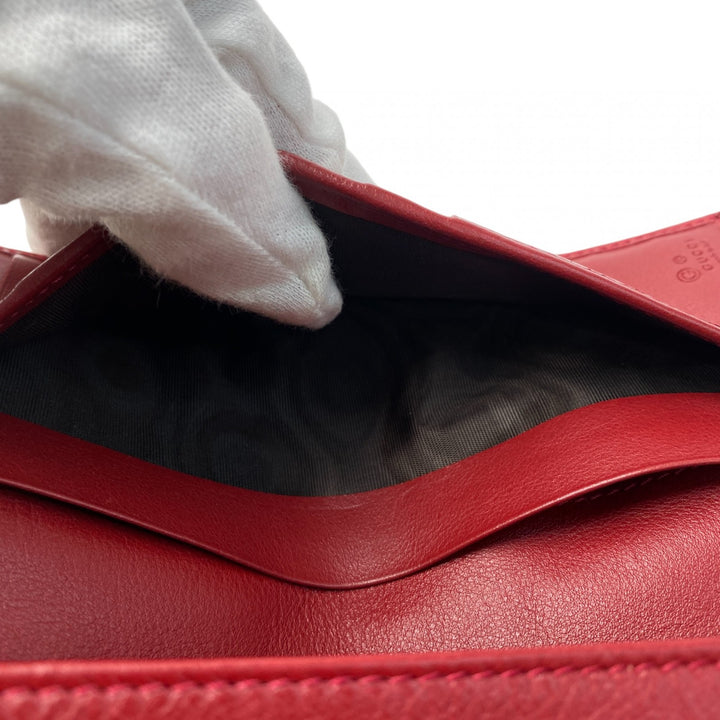 美品 グッチ GUCCI GGマーク 長財布 レザー レッド レディース