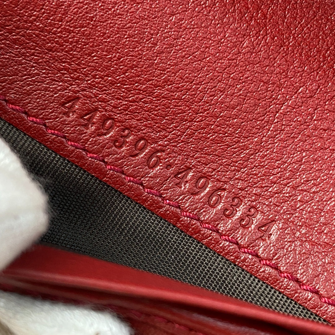 美品 グッチ GUCCI GGマーク 長財布 レザー レッド レディース