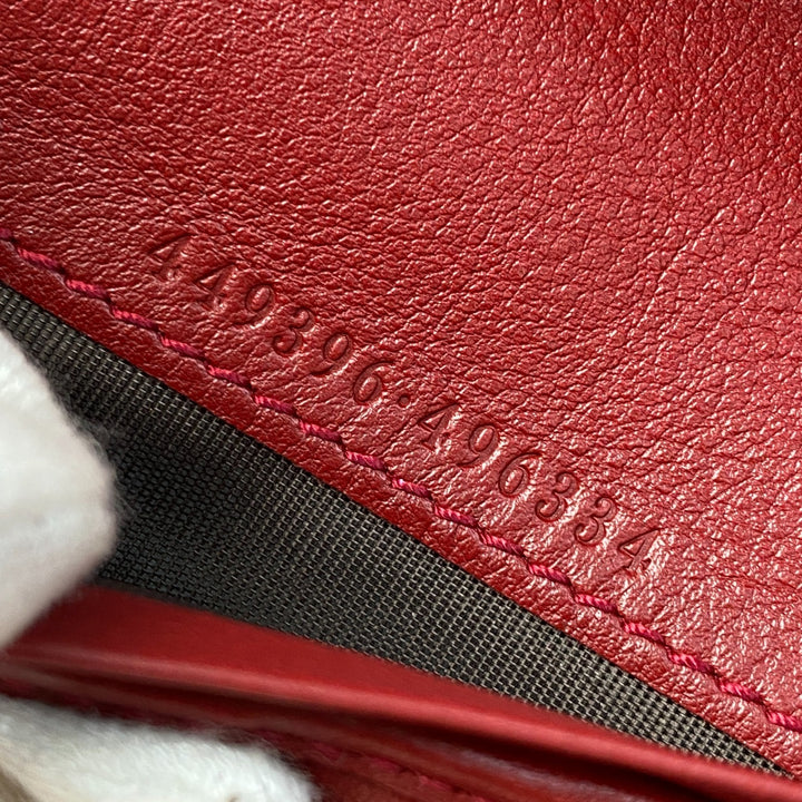 美品 グッチ GUCCI GGマーク 長財布 レザー レッド レディース