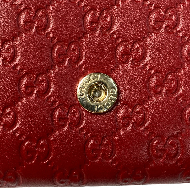 美品 グッチ GUCCI GGマーク 長財布 レザー レッド レディース