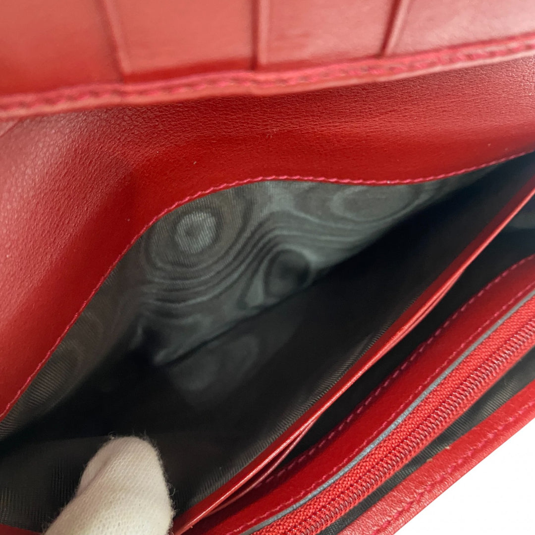 美品 グッチ GUCCI GGマーク 長財布 レザー レッド レディース