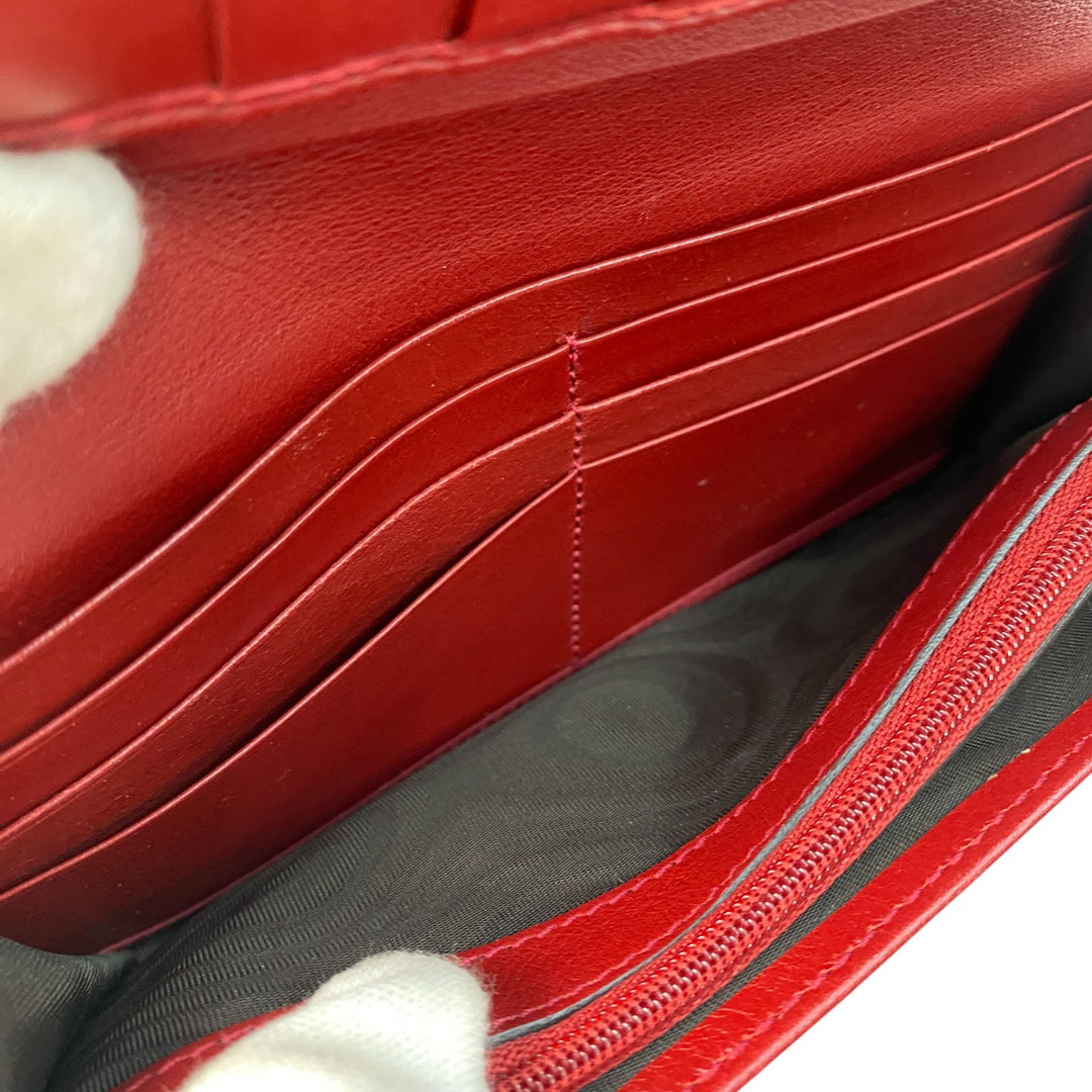 美品 グッチ GUCCI GGマーク 長財布 レザー レッド レディース