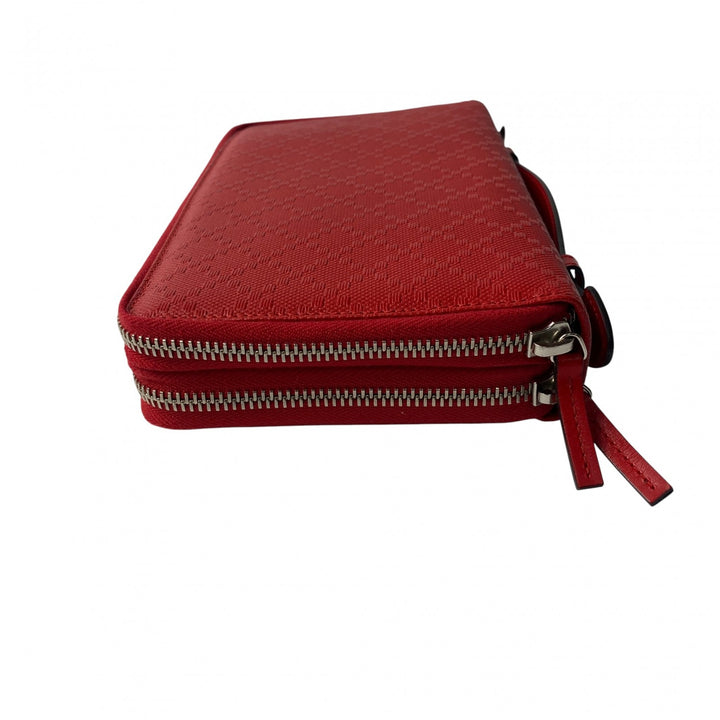 未使用 グッチ GUCCI レディース トラベルケース ディアマンテ レッド ダブルファスナー