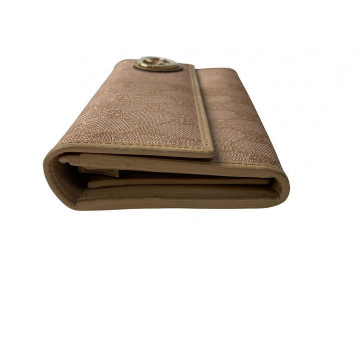 美品 グッチ GUCCI レディース GGキャンバス ハート 長財布