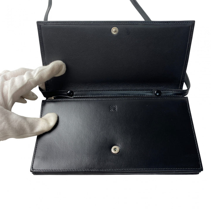 ロエベ LOEWE ショルダーバッグ ポシェット レディース ブラック 黒 レザー 斜めがけ クロスボディ