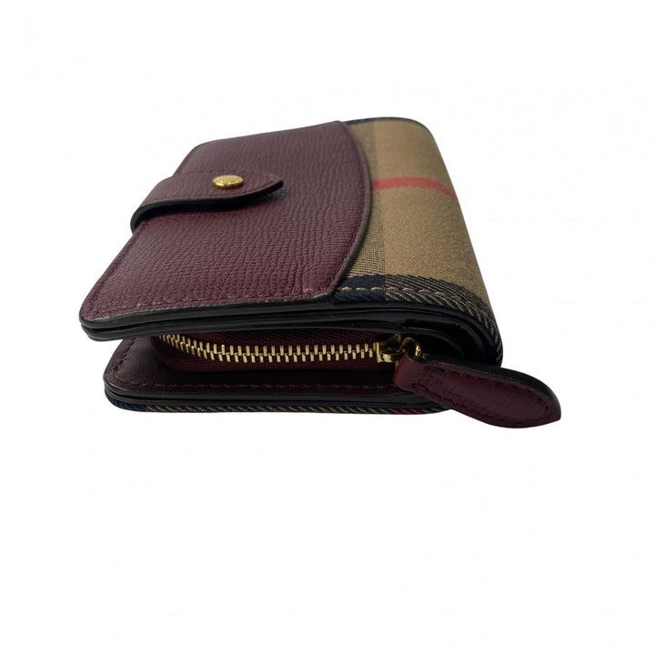 美品 バーバリー Burberry レディース ノバチェック レザー キャンバス 二つ折り財布