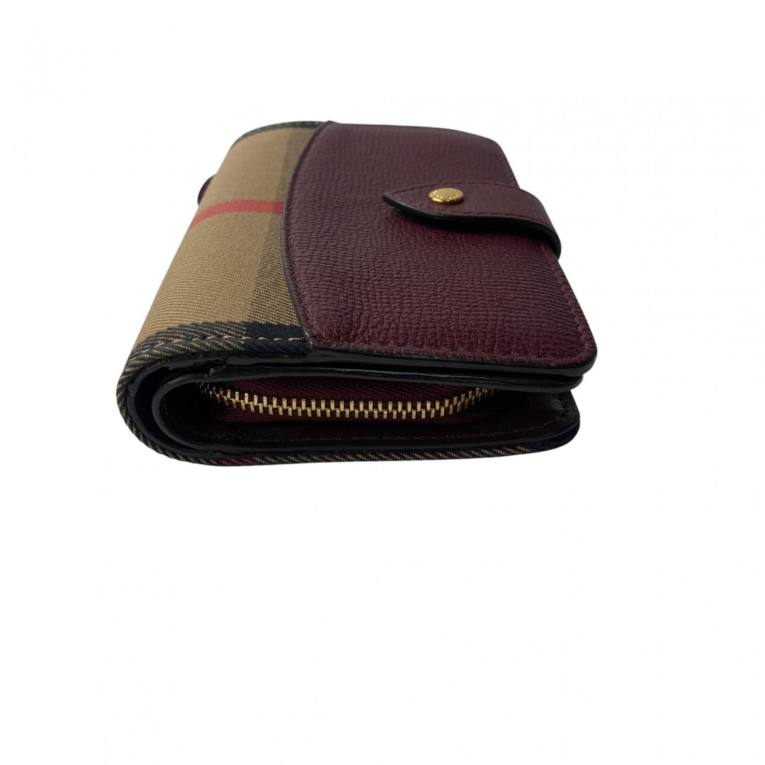 美品 バーバリー Burberry レディース ノバチェック レザー キャンバス 二つ折り財布