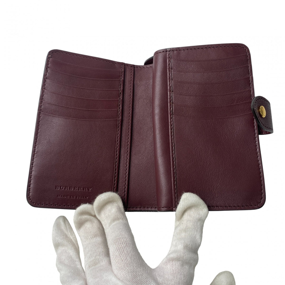 美品 バーバリー Burberry レディース ノバチェック レザー キャンバス 二つ折り財布