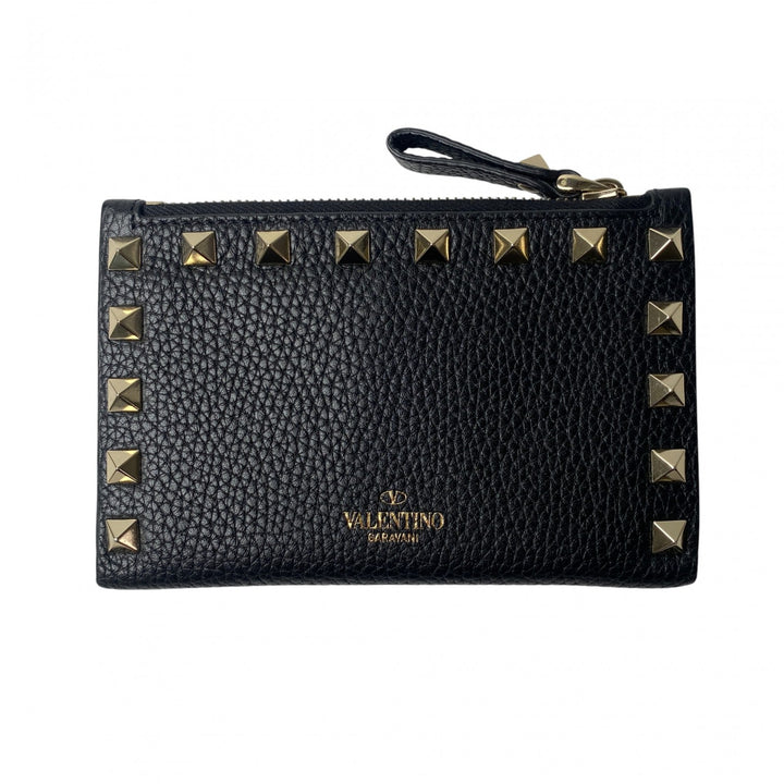 未使用 ヴァレンティノガラヴァーニ valentino garavani レディース スタッズ 二つ折り財布 ブラック レザー お札入れなし