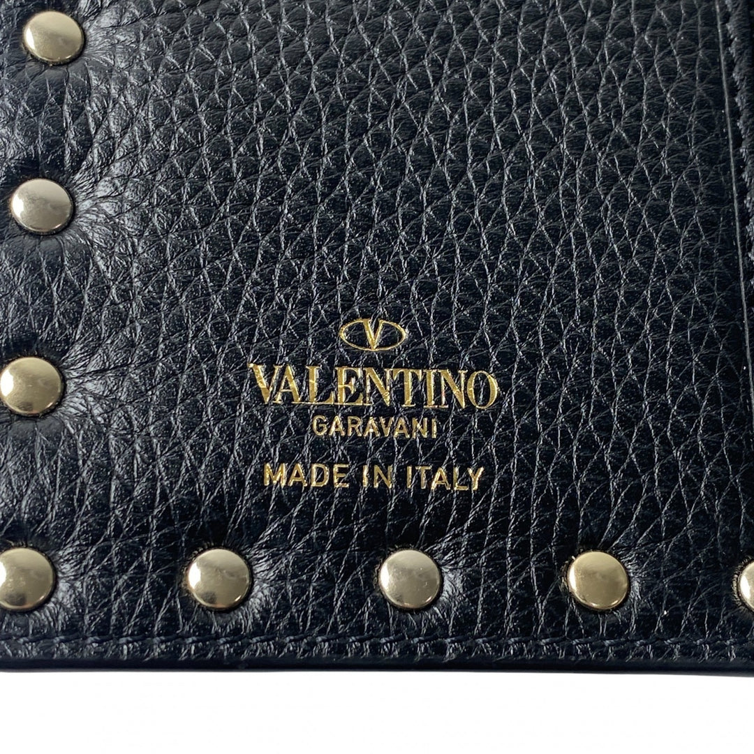 未使用 ヴァレンティノガラヴァーニ valentino garavani レディース スタッズ 二つ折り財布 ブラック レザー お札入れなし