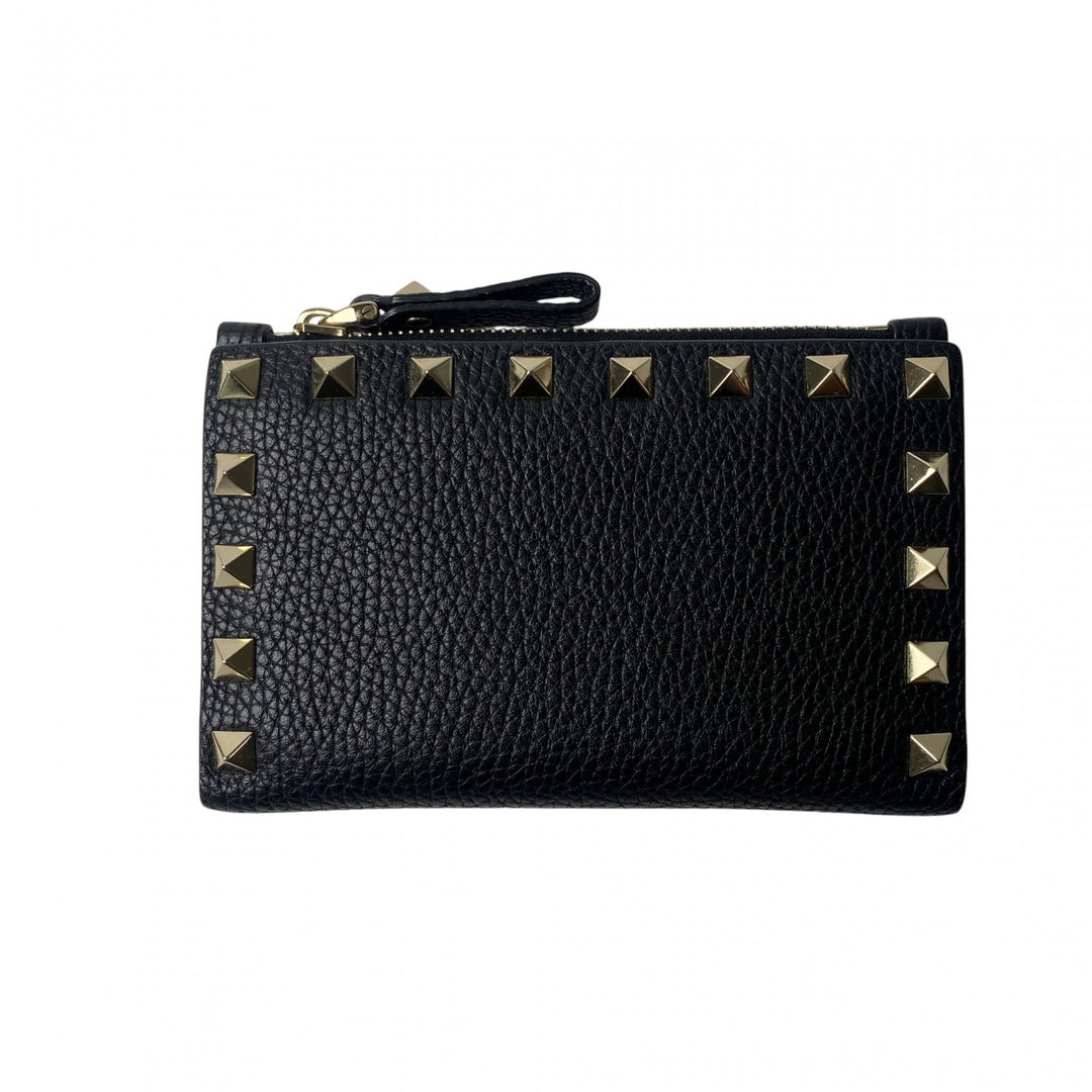 未使用 ヴァレンティノガラヴァーニ valentino garavani レディース スタッズ 二つ折り財布 ブラック レザー お札入れなし