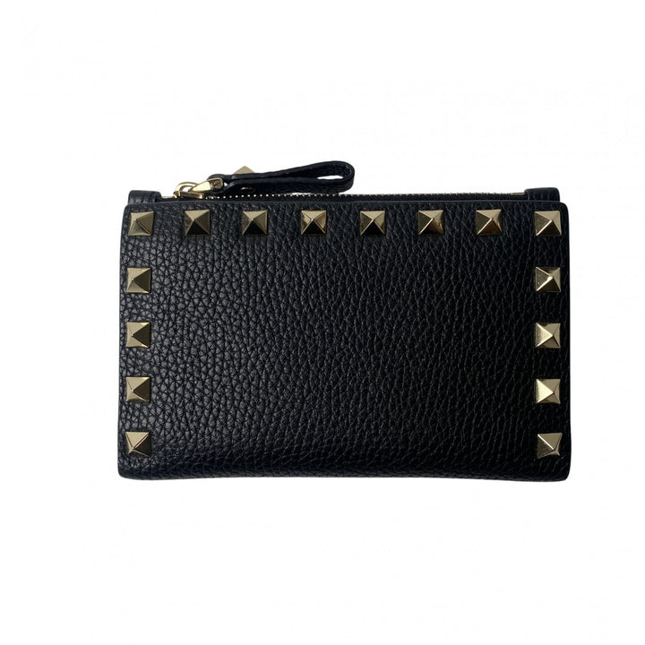 未使用 ヴァレンティノガラヴァーニ valentino garavani レディース スタッズ 二つ折り財布 ブラック レザー お札入れなし