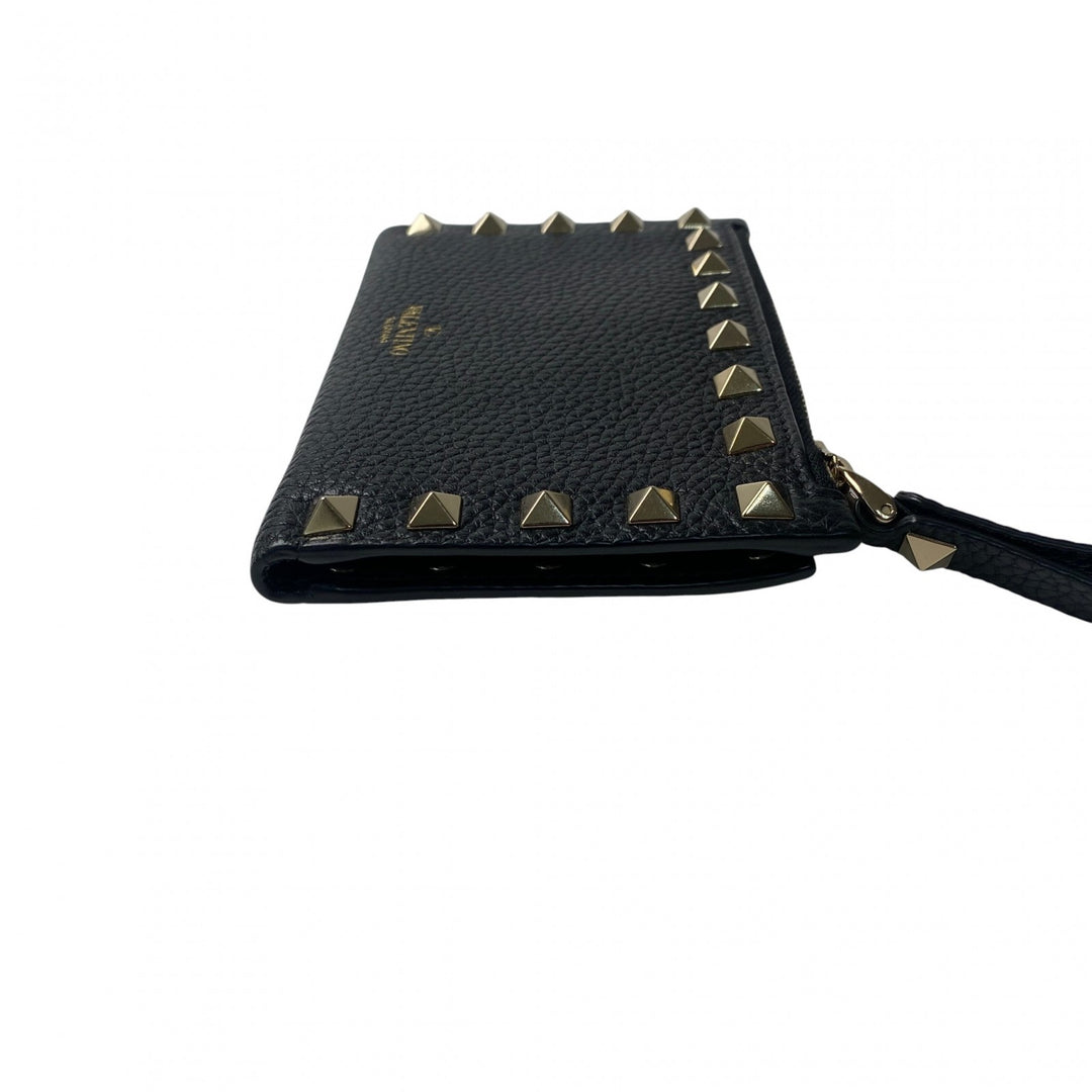 未使用 ヴァレンティノガラヴァーニ valentino garavani レディース スタッズ 二つ折り財布 ブラック レザー お札入れなし