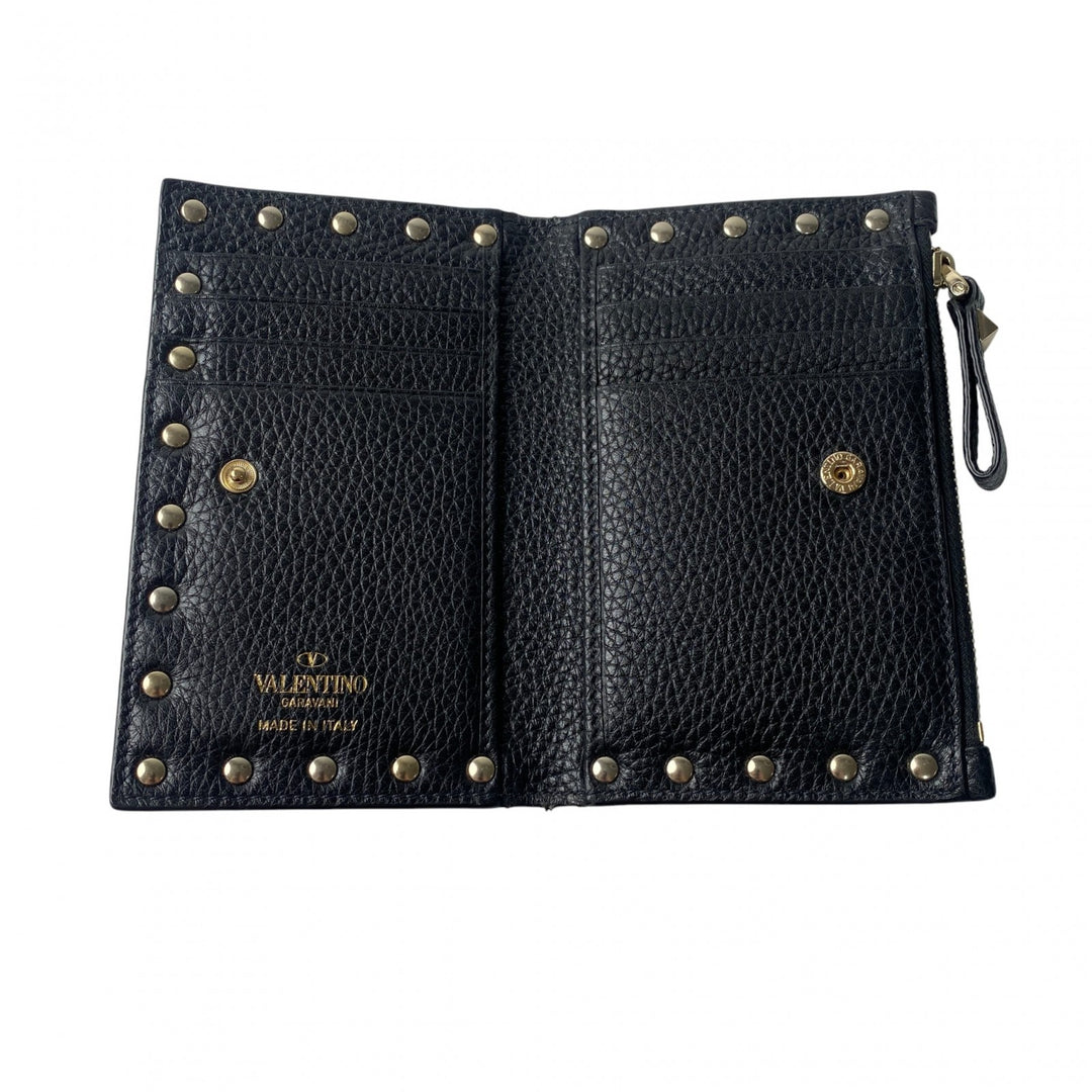 未使用 ヴァレンティノガラヴァーニ valentino garavani レディース スタッズ 二つ折り財布 ブラック レザー お札入れなし