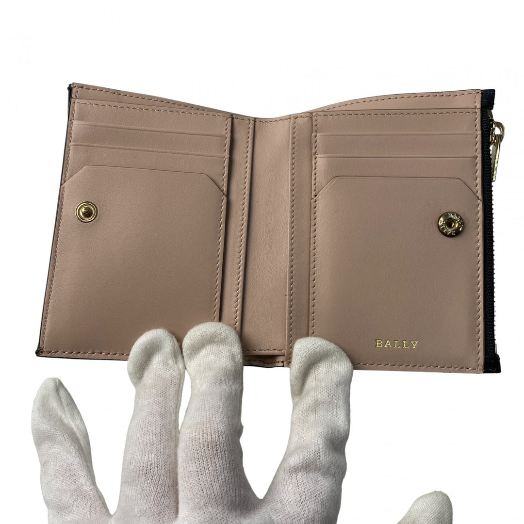 バリー BALLY レディース 二つ折り財布 コンパクトウォレット レザー ブラック