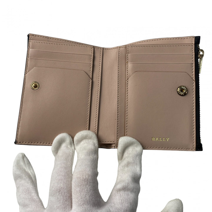 バリー BALLY レディース 二つ折り財布 コンパクトウォレット レザー ブラック